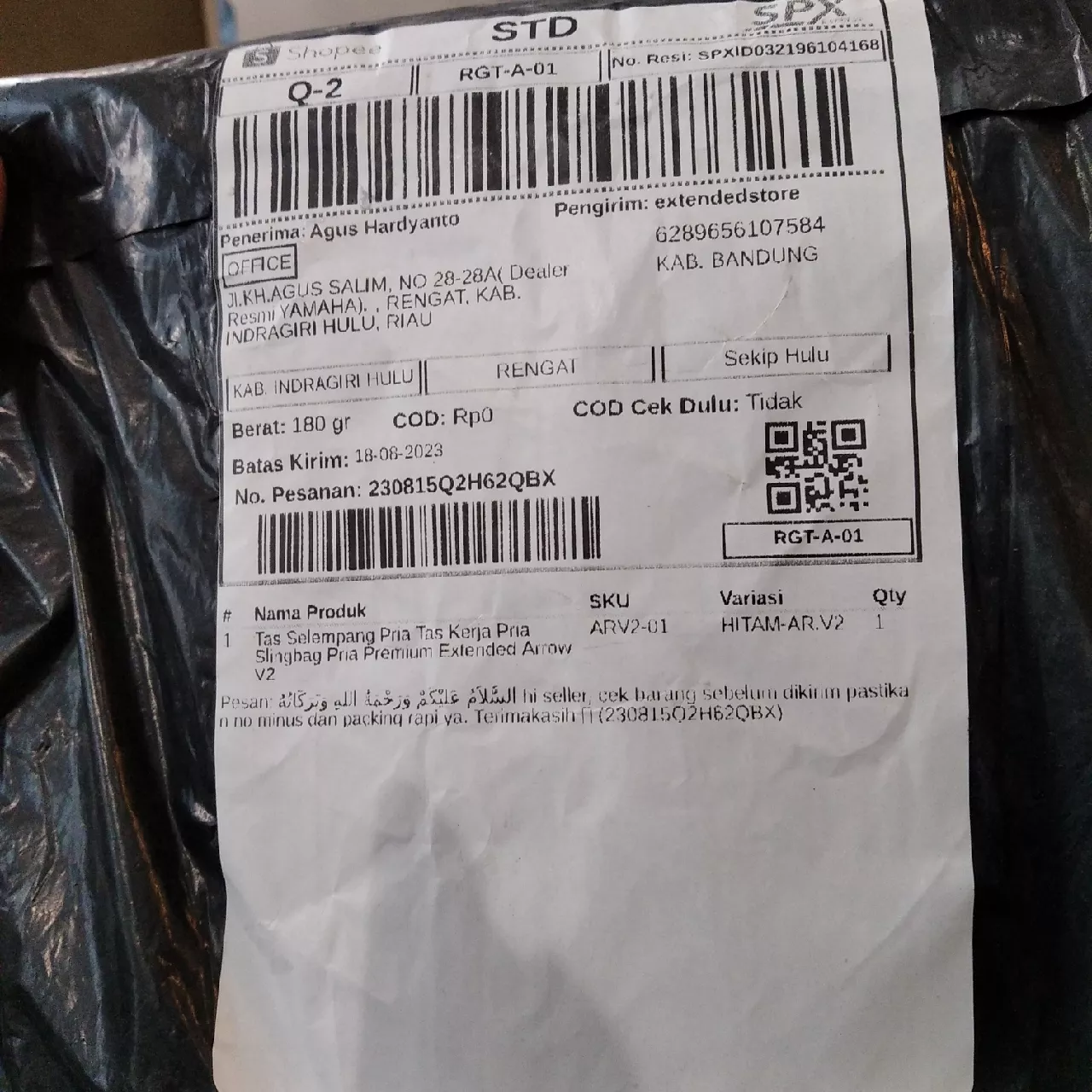 3. Tas Selempang Pria Tas Kerja Pria Slingbag Pria Premium Extended Arrow V2 - Foto ulasan pembeli