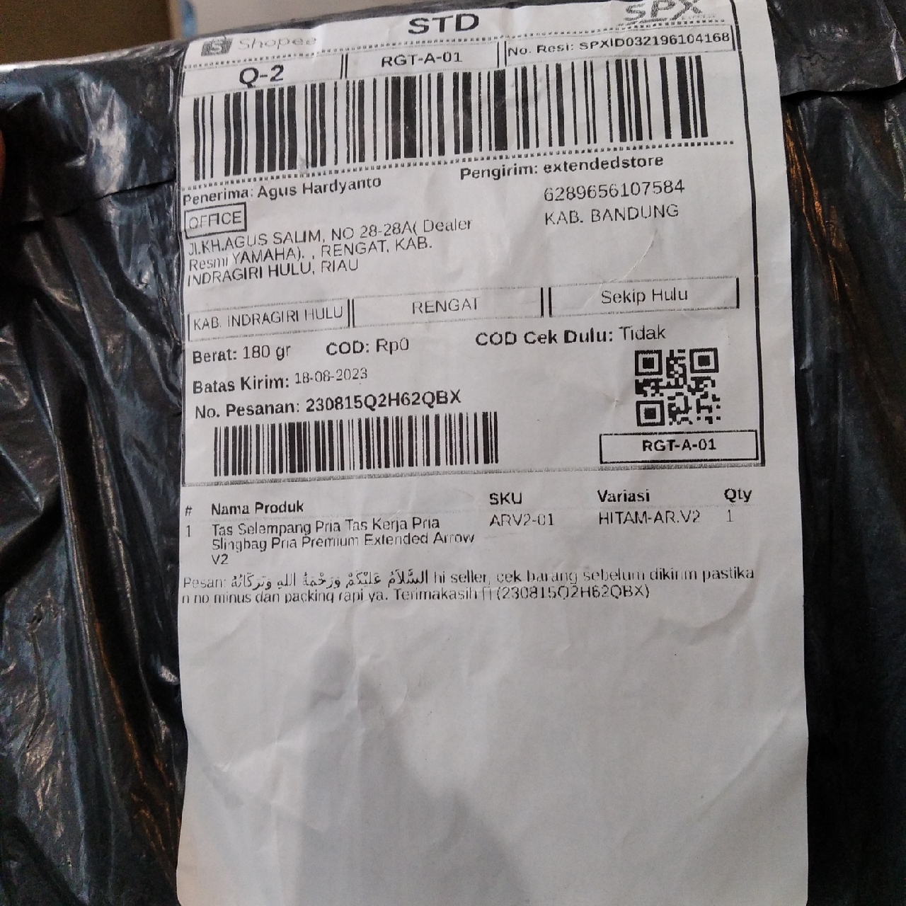 3. Tas Selempang Pria Tas Kerja Pria Slingbag Pria Premium Extended Arrow V2 - Foto ulasan pembeli