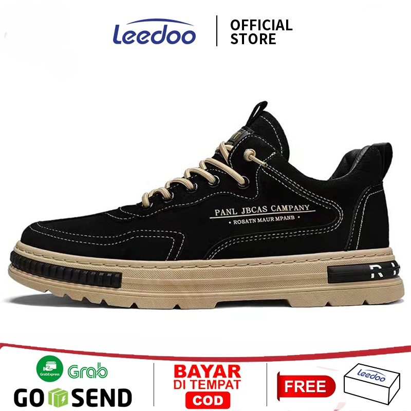 6. Leedoo Sepatu Kerja Pria Casual Outdoor Sneakers Original 100 Kekinian Olahraga Shoes Hitam MC448 - foto 1 dari 10
