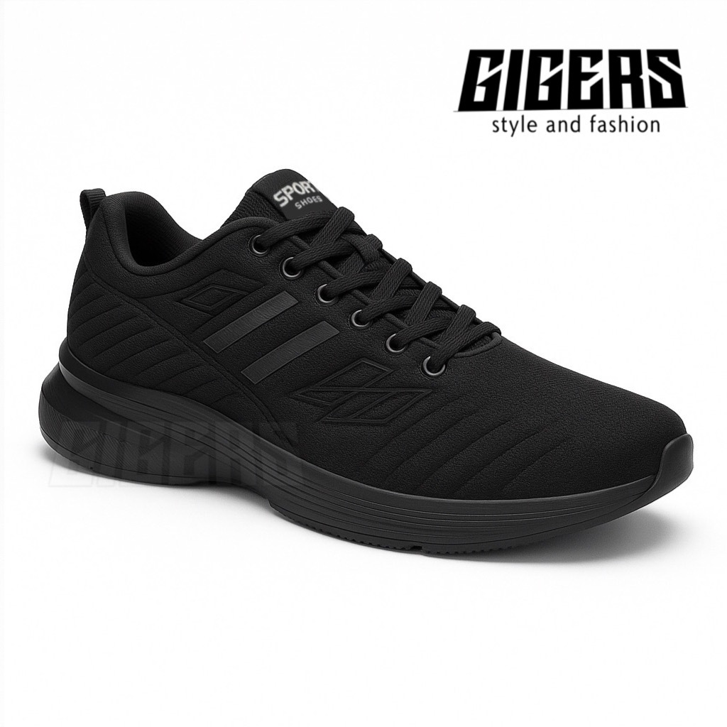 GIGERS Sepatu Sneakers Pria Wanita Hitam Nyaman - foto 1 dari 10