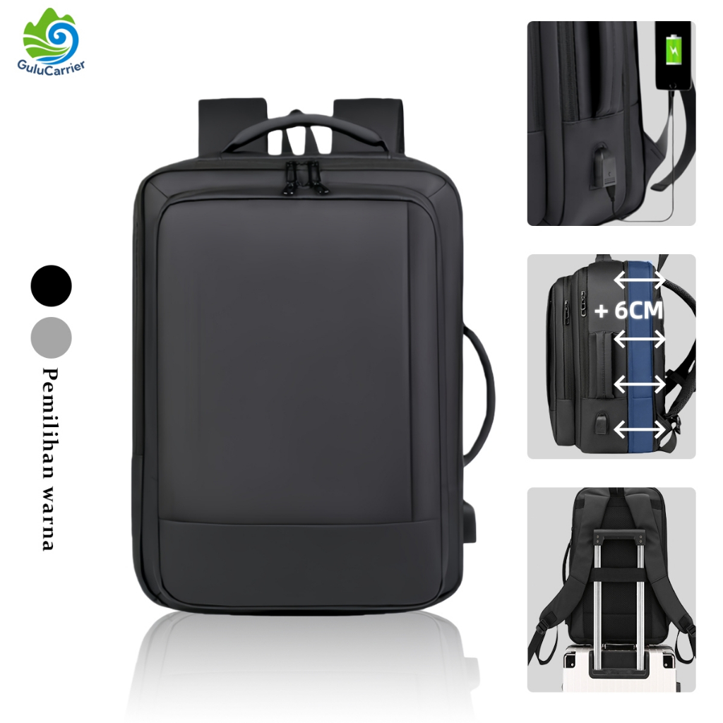 GuluCarrier Tas Ransel Pria Kantor Tahan Air Multifungsi Tas Laptop Travel Kapasitas Besar Original