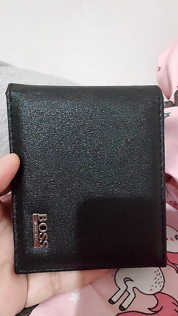 Dompet Kulit Pria Bifold Lipat Dua V45 Dompet Pria Kulit Casual + Bonus Box - Foto ulasan pembeli