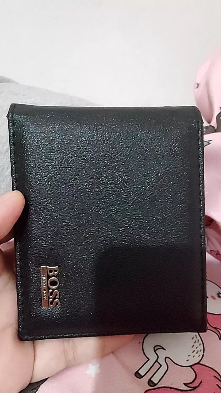 Dompet Kulit Pria Bifold Lipat Dua V45 Dompet Pria Kulit Casual + Bonus Box - Foto ulasan pembeli