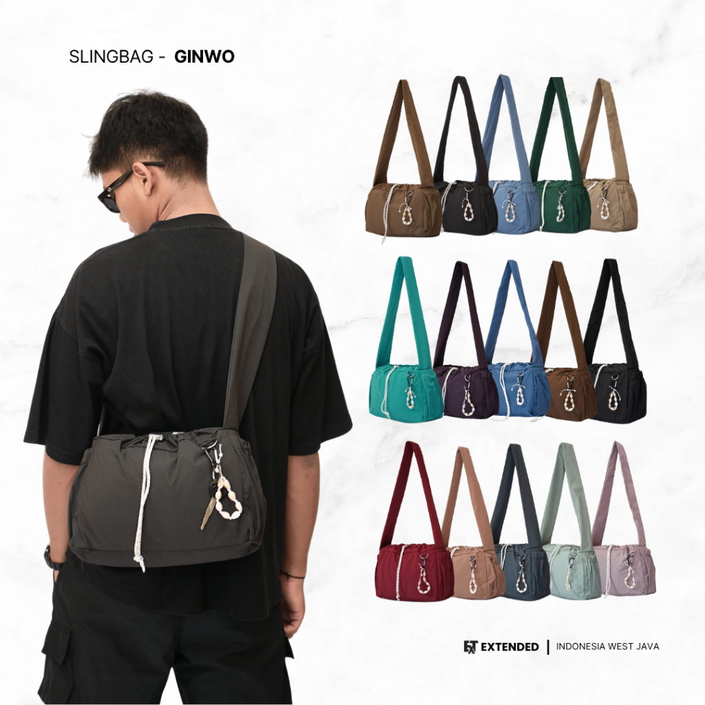Extended Ginwo Nylon Crinkle Slingbag Pria Wanita - foto 1 dari 10