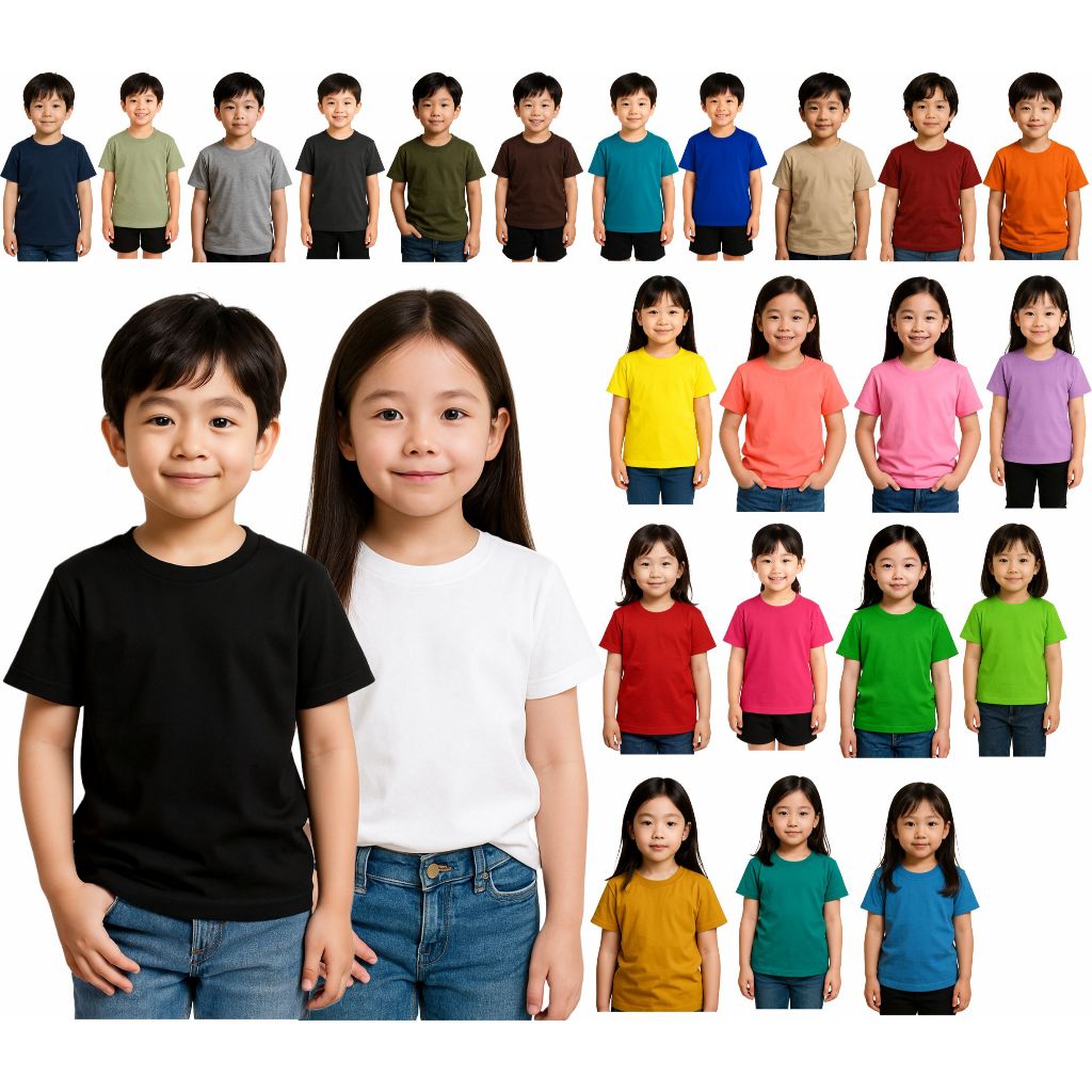 Kaos Anak Unisex Polos Cotton Combed 2-10 Tahun - foto 1 dari 10