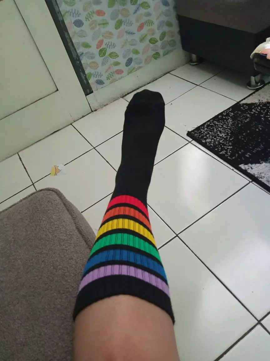 kaos kaki motif Oldschool / kaos kaki motif stripe / pradiptasock - Foto ulasan pembeli