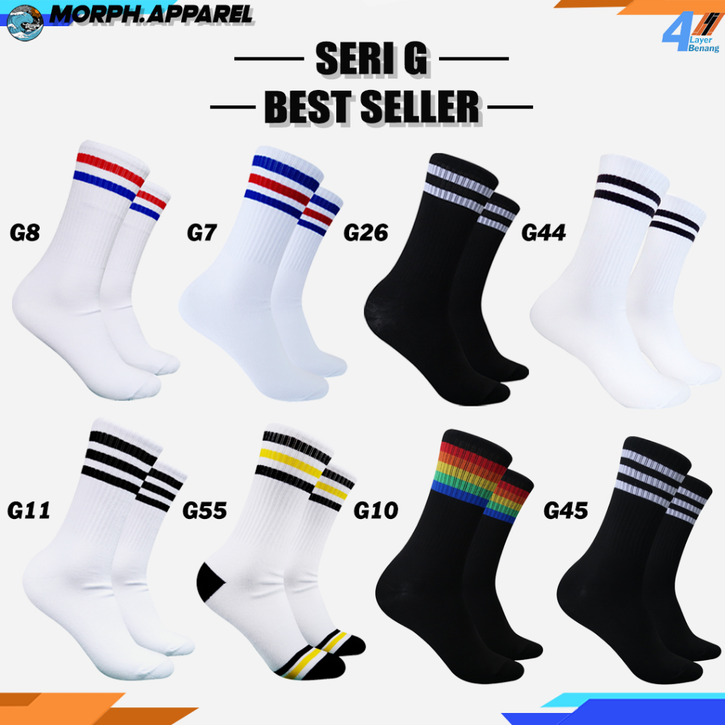 Kaos Kaki Oldschool Garis Morph.Apparel Murah - foto 1 dari 10