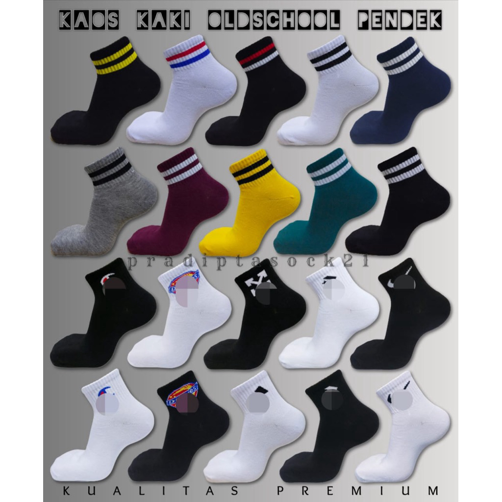 Kaos Kaki Oldschool Pendek Stripe Sport Nyaman - foto 1 dari 10