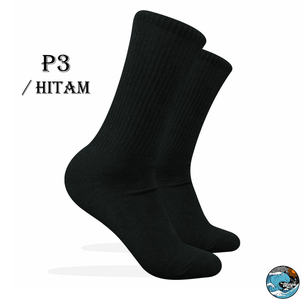 Kaos Kaki Oldschool Polos Hitam 4 Layer Benang - foto 1 dari 10