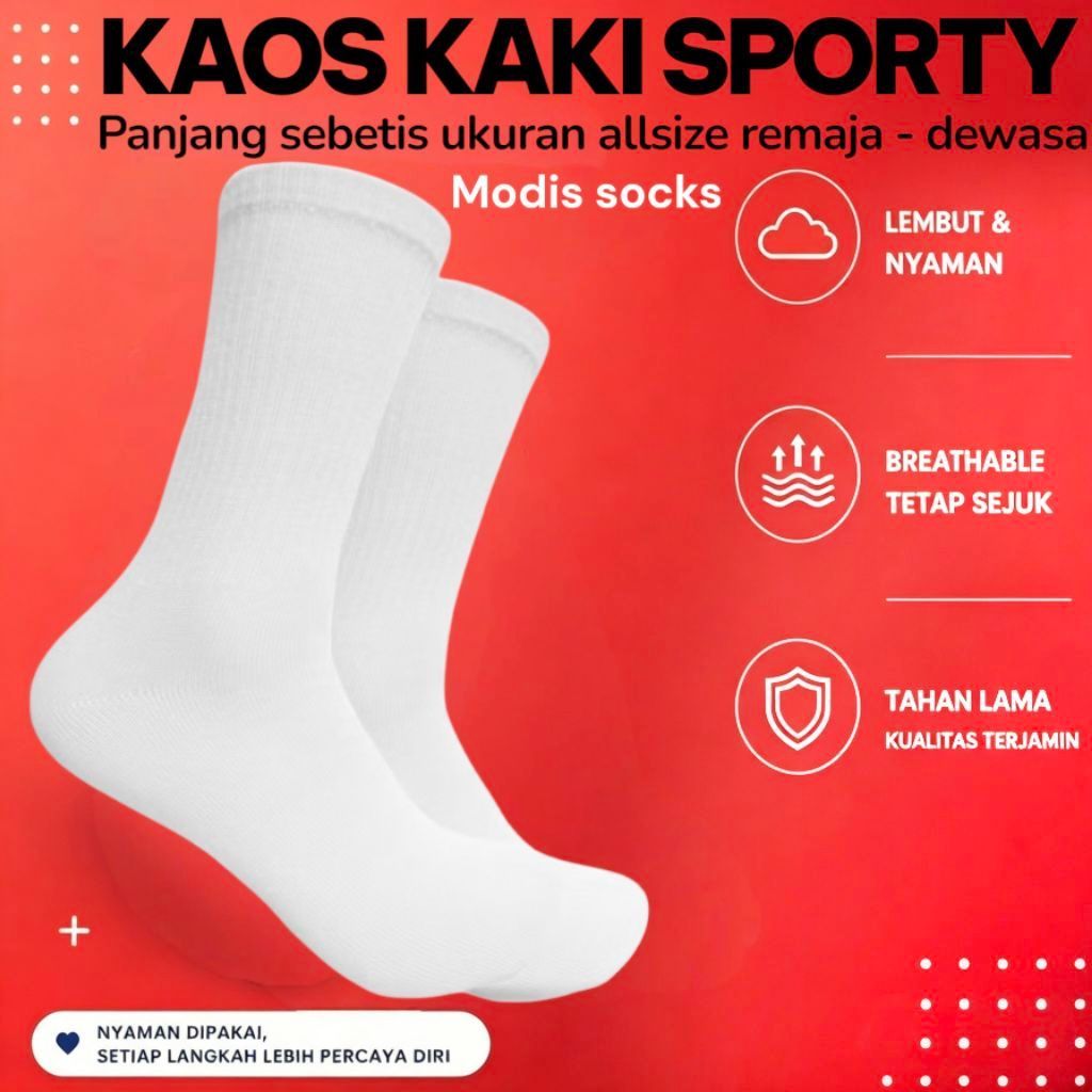Kaos Kaki Putih Polos Premium Anti Bau Tebal - foto 1 dari 10