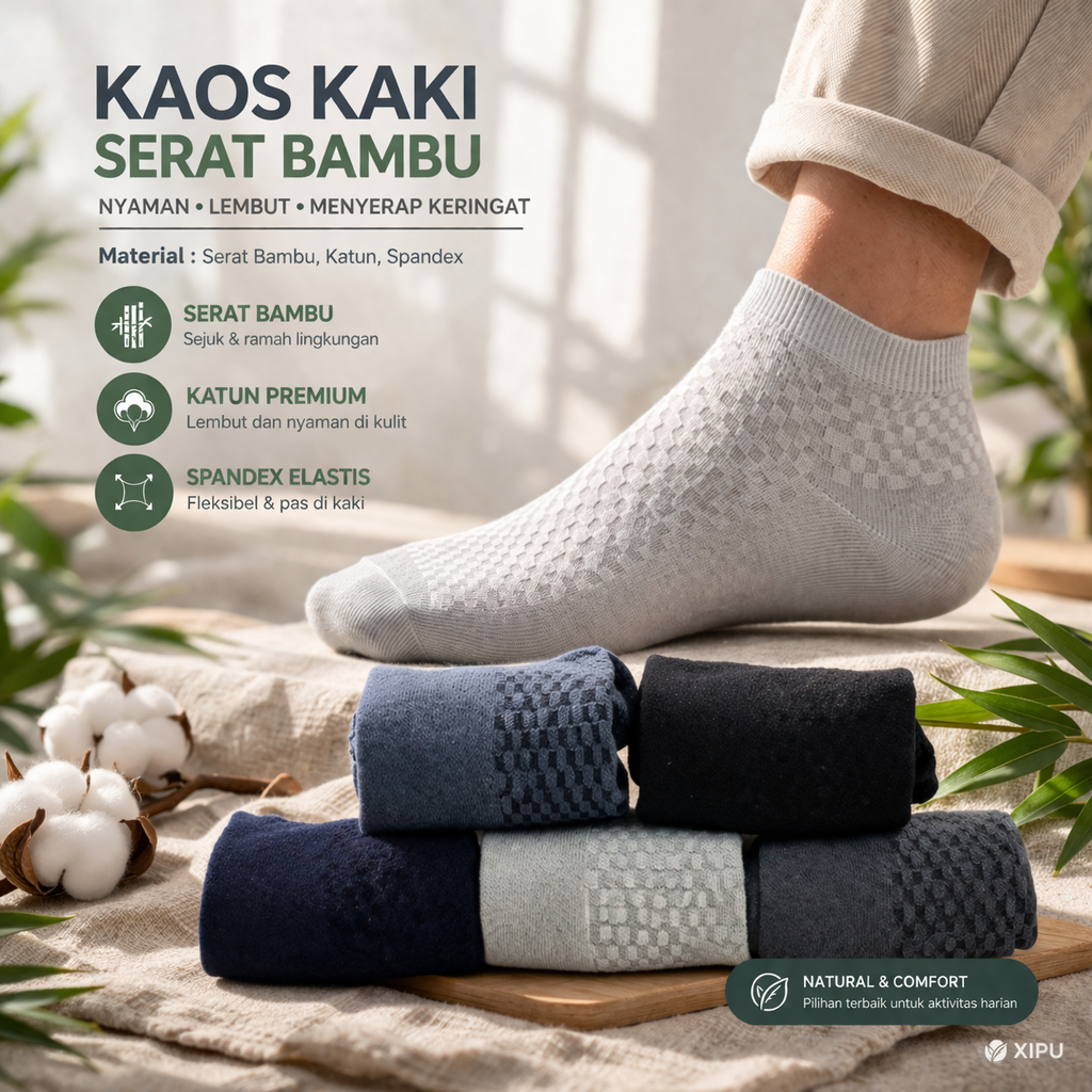 Kaos Kaki Pria Low Cut Bambu Fiber Socks Bamboo SCH08 - foto 1 dari 10