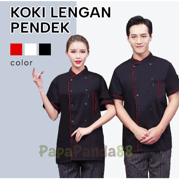 Kemeja Koki Pria Lengan Pendek Bahan Dril Union — Seragam Chef Tangan Pendek Premium - foto 10 dari 10, -21% Baju Chef Unisex Lengan Pendek Katun Polyester 4.8 Rp 98.400 4RB+ Terjual