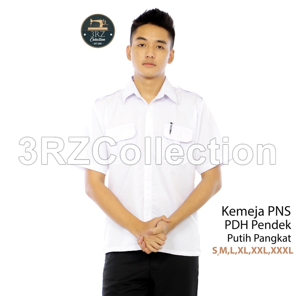 Kemeja PNS Putih Pria Murah Bahan American Drill