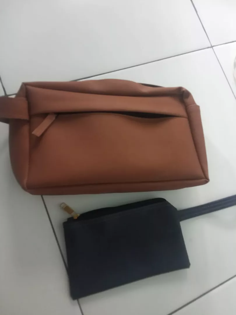 Handbag Pria Wanita Unisex Kulit Sintetis Elegan - Foto ulasan pembeli