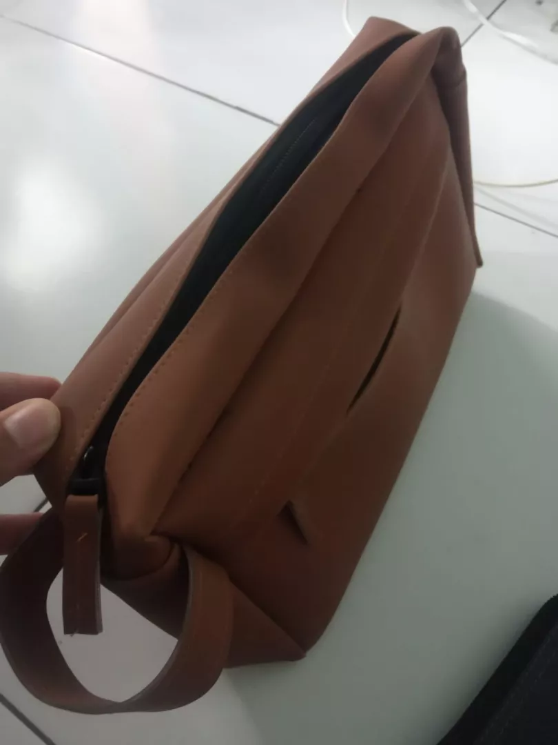 Handbag Pria Wanita Unisex Kulit Sintetis Elegan - Foto ulasan pembeli