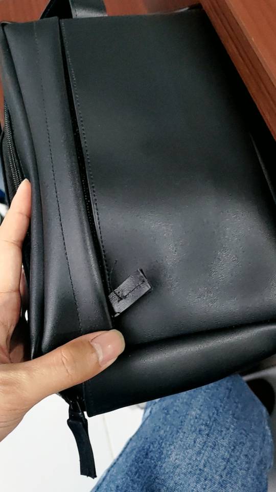 Handbag Pria Wanita Unisex Kulit Sintetis Elegan - Foto ulasan pembeli