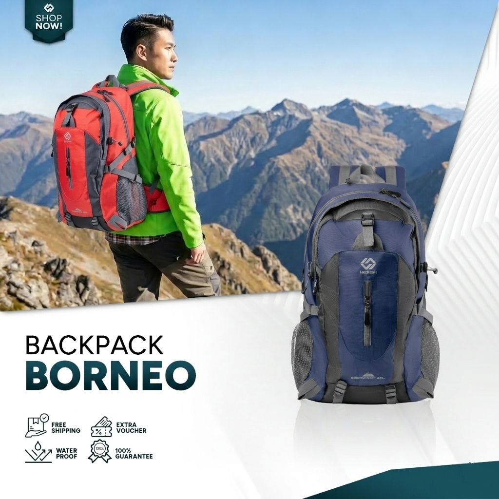 Heylook Borneo Backpack 40L Travel Hiking - foto 1 dari 10