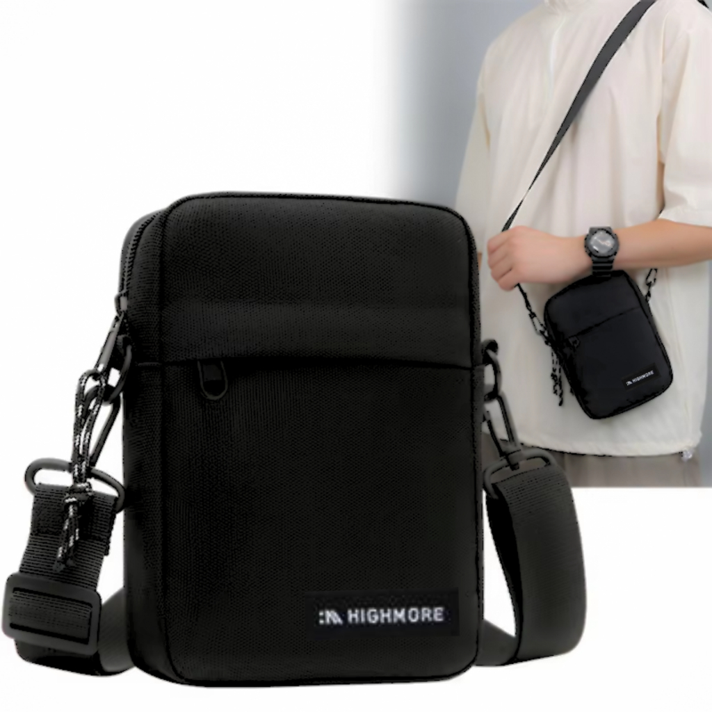 Highmore Slingbag Unisex Hitam Cordura Stylish - foto 1 dari 10