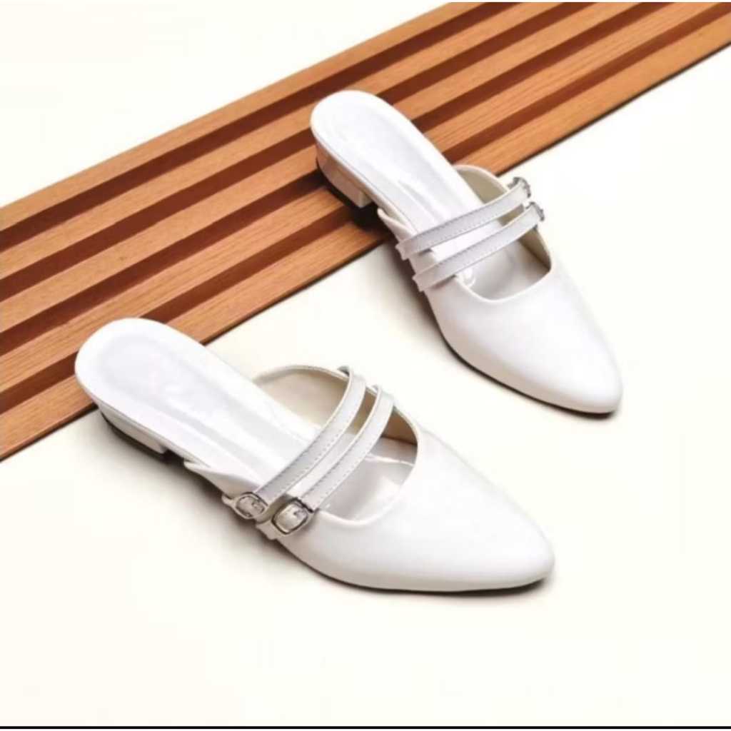 HSS - Sandal Hak Tahu 3cm Sintetis Hitam/Cream - foto 5 dari 10, Home shoes store