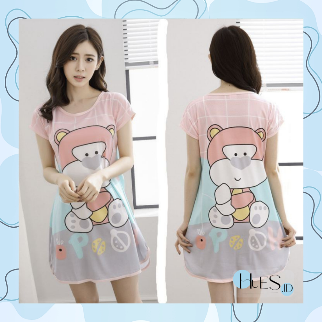 HUES.ID Pakaian Wanita Baju Tidur Wanita Import Daster Motif Kartun Longgar Korea Fit to XXL 4016 - foto 2 dari 10, HUES.id