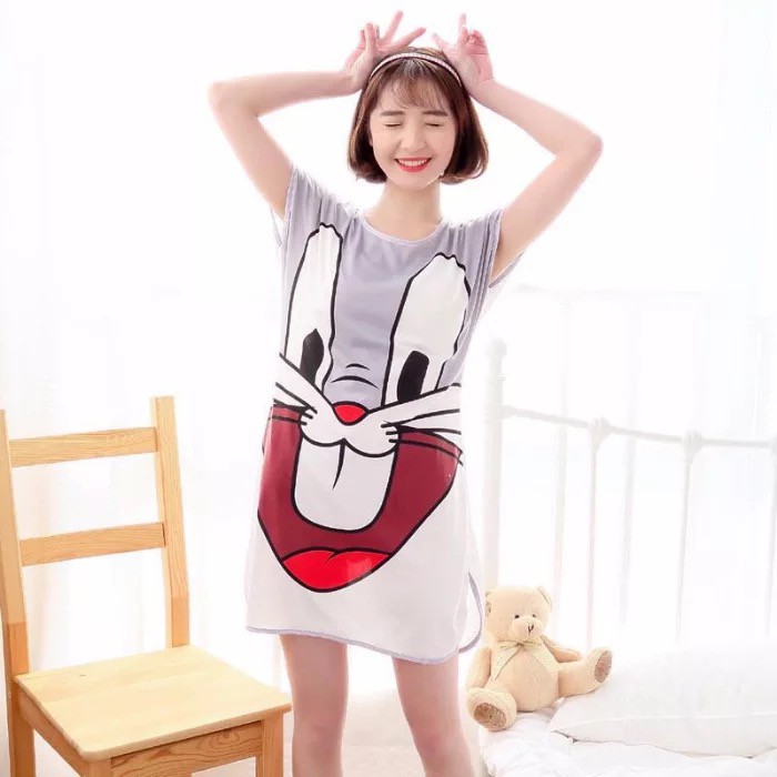 HUES.ID Pakaian Wanita Baju Tidur Wanita Import Daster Motif Kartun Longgar Korea Fit to XXL 4016 - foto 9 dari 10, HUES.id