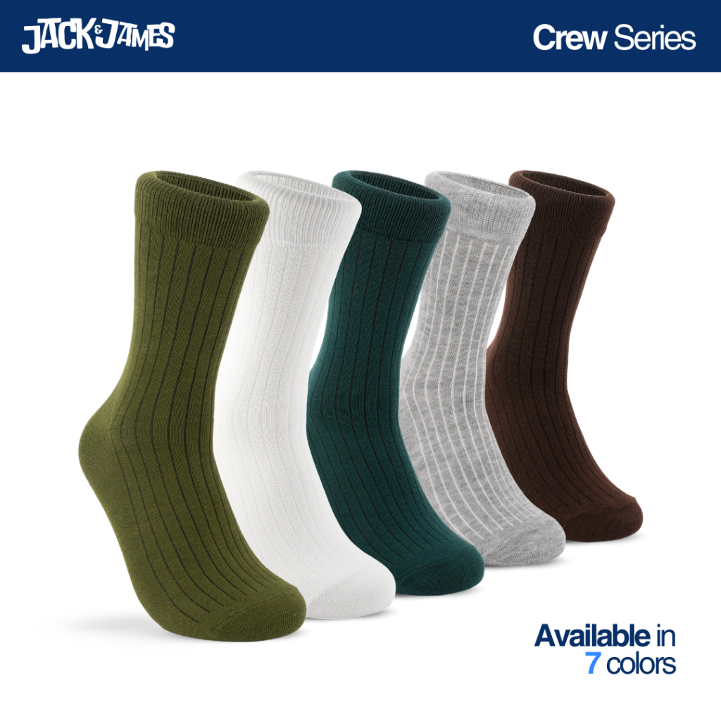 JACK & JAMES Kaos Kaki Crew Harajuku Retro Basic Series