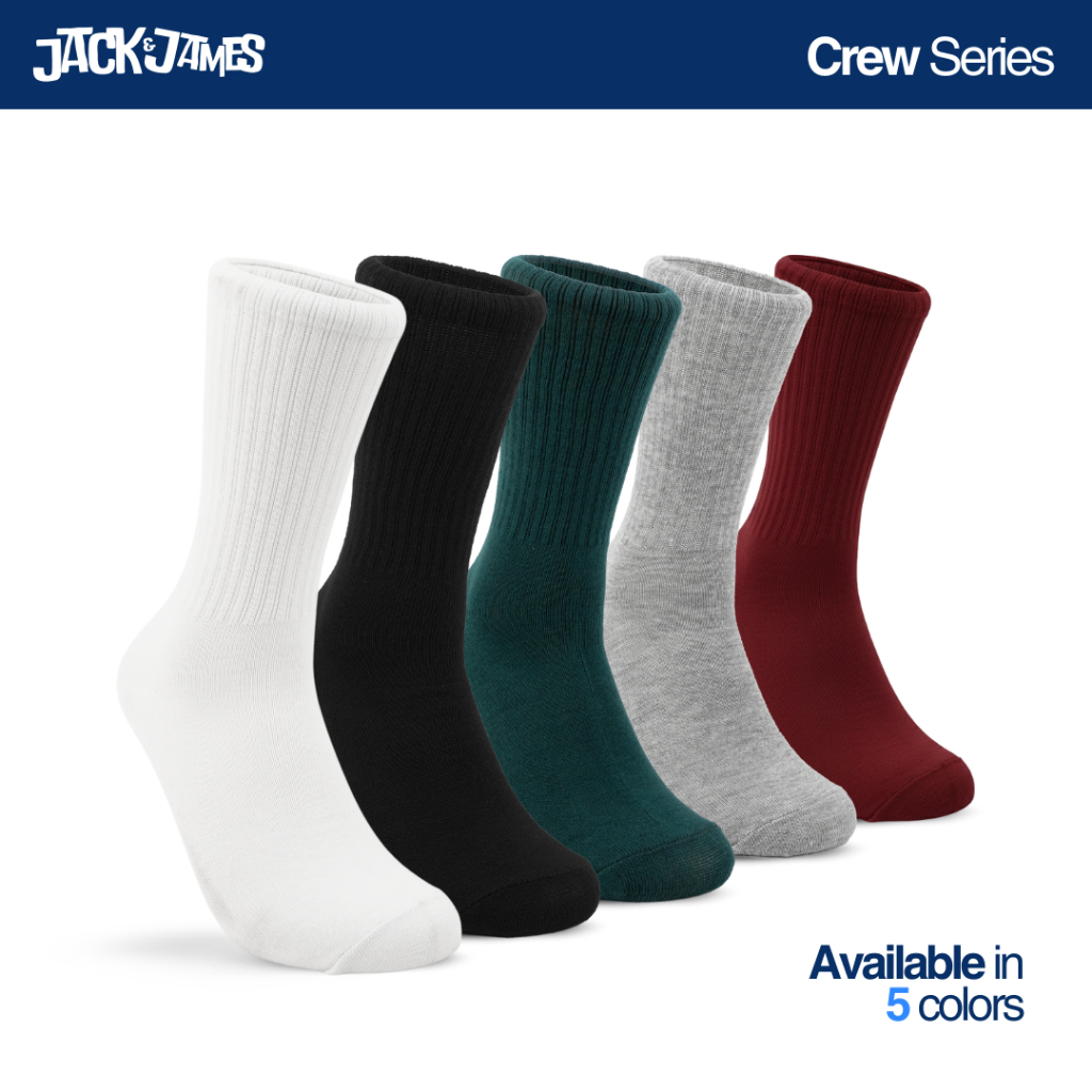 JACK & JAMES Kaos Kaki Crew Oldschool Polos Basic Series