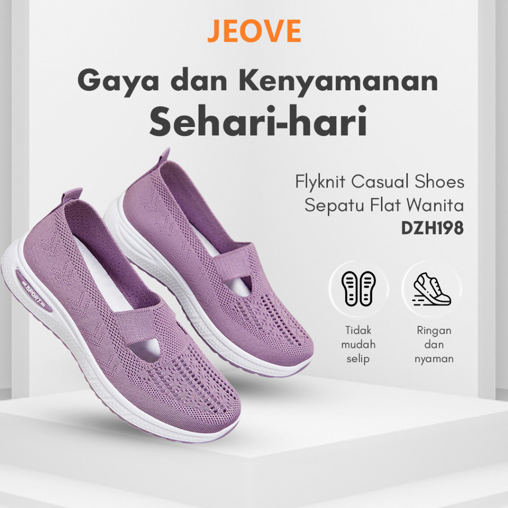 JEOVE Sepatu Casual Wanita Flat Stylish Ringan
