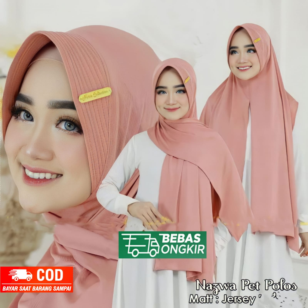 Jilbab Pashmina Dubai Oval Pet Jersey Diskon 80% - foto 1 dari 10