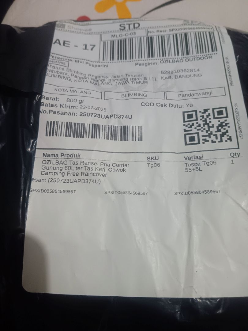 Foto ulasan pembeli elvipusparini, varian Tosca Tg06 55+5L
