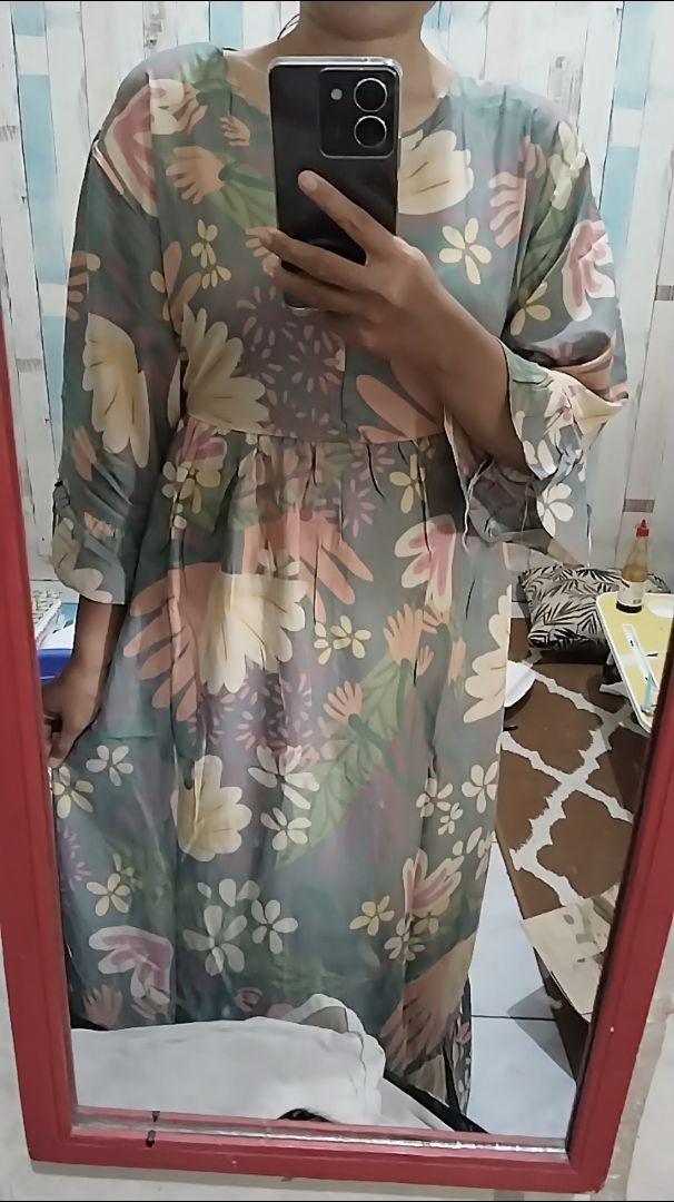 LAURA DRESS DASTER LENGAN 3/4 / DASTER RAYON PREMIUM - Foto ulasan pembeli