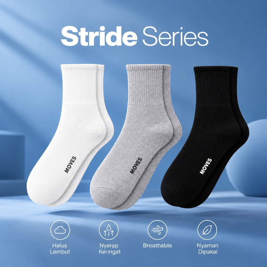 Moves Stride - Kaos Kaki Pendek Diatas Mata Kaki, Halus, One Size Dewasa - foto 1 dari 10
