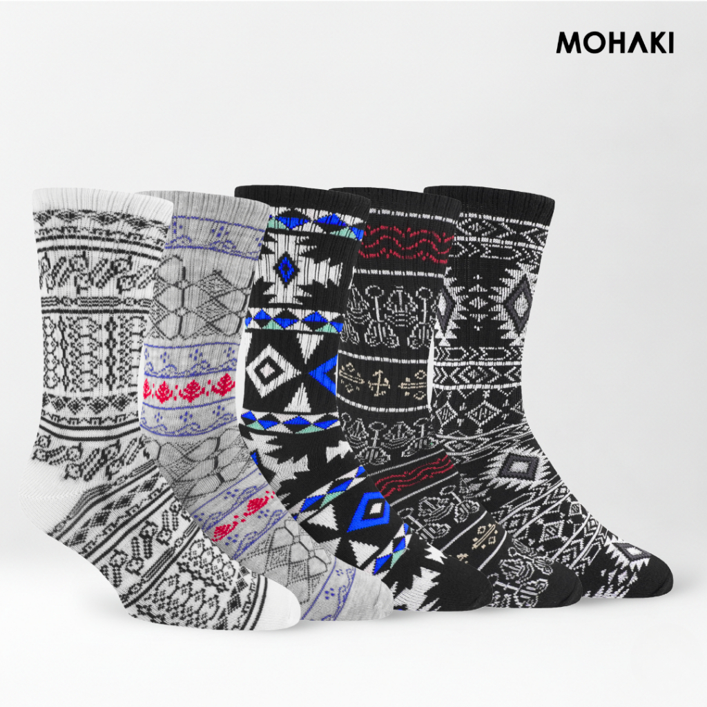 MOHAKI - Kaos Kaki Pria Wanita Oldschool Motif Tribal Series Panjang Sebetis Dewasa - foto 1 dari 10