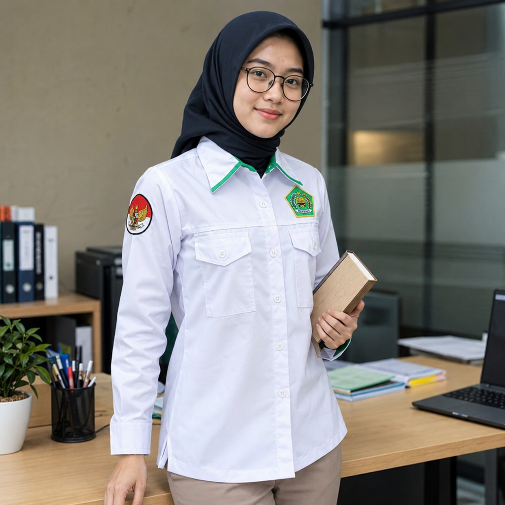 Nexox - Seragam Kemenag Putih Hijau PNS/ASN/PDH/PDL Pemda Pria dan Wanita - foto 5 dari 10, niaazizah28