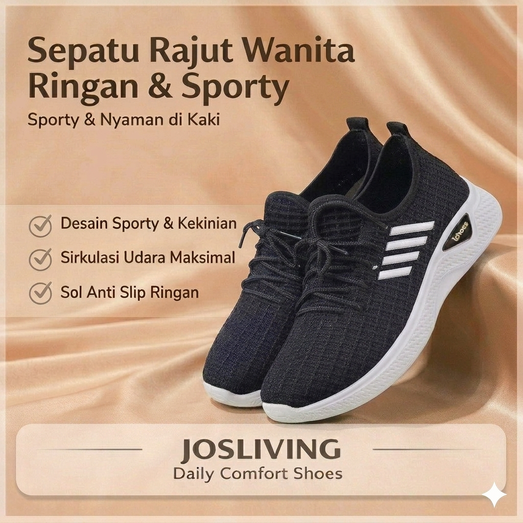 NW054 Sepatu Wanita Size 36-42 Sepatu Sneakers Casual Strip Import - foto 1 dari 10