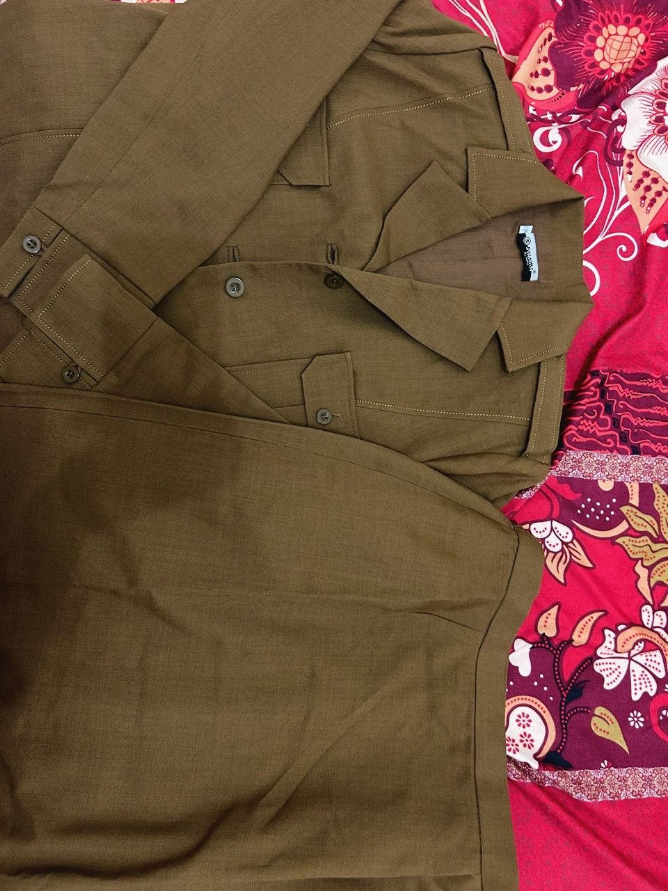 Setelan Blazer PNS Wanita Khaki Gelap Elegan - Foto ulasan pembeli