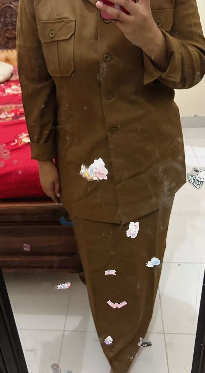 Setelan Blazer PNS Wanita Khaki Gelap Elegan - Foto ulasan pembeli