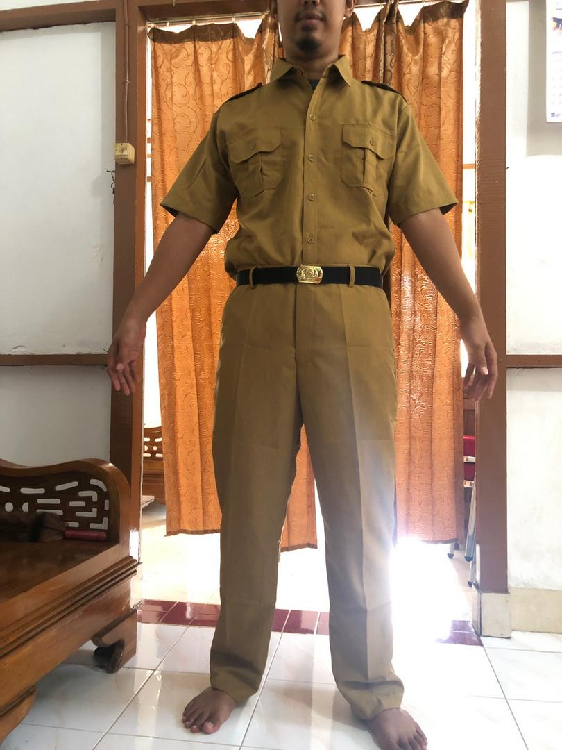Setelan Seragam PNS Pria Baju Dinas ASN Pemda Guru Khaki Semiwoll Premium Tebal - Foto ulasan pembeli
