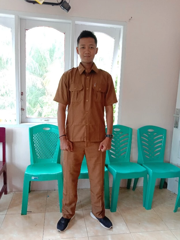 Setelan Seragam PNS Pria Baju Dinas ASN Pemda Guru Khaki Semiwoll Premium Tebal - Foto ulasan pembeli