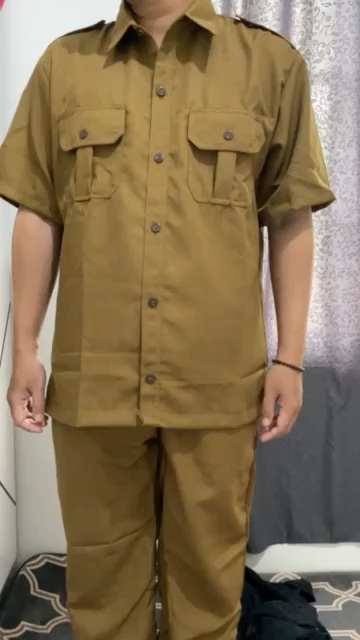 Setelan Seragam PNS Pria Baju Dinas ASN Pemda Guru Khaki Semiwoll Premium Tebal - Foto ulasan pembeli