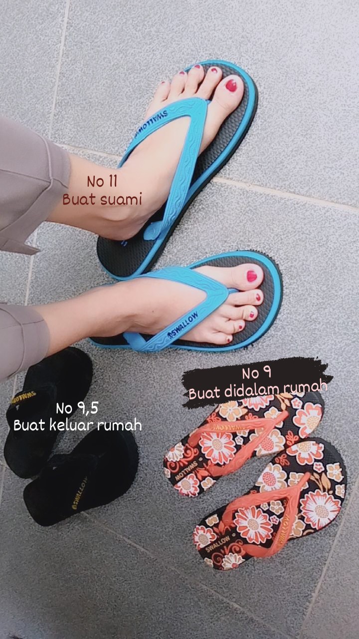 Sendal Jepit Swallow Black Pearl M01 (All Black) - Sandal Japit M01 Swallow Hitam Aksen warna GOLD [SWLTRAD 01] - Foto ulasan pembeli