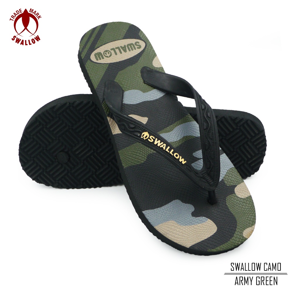 Sendal Swallow terbaru - Sandal Jepit Swallow Camo - Motif Military Original. Sandal Japit original legendaris Swallow Indonesia dengan bahan karet terbaik. Flip Flop empuk dan anti slip. Sendal rumah atau sandal untuk jalan jalan [SWLTRAD 01]