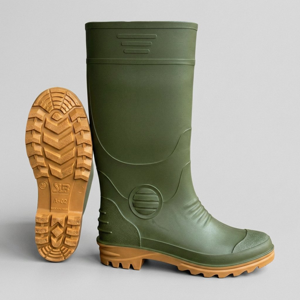 Sepatu Boot Hujan Tinggi Hijau Tebal Premium Anti Licin Tahan Air Pria Wanita Ukuran 39-44