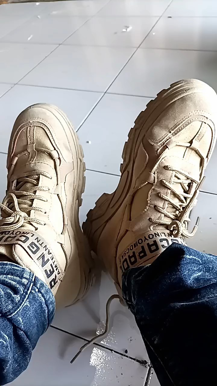 Sepatu boots casual import pria wanita sepatu hitam full terlaris sepatu kerja terbaru cod - Foto ulasan pembeli