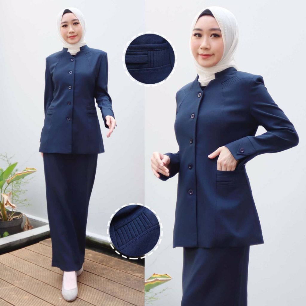Seragam Guru Biru Dongker Stelan Rok/Celana Cerista Blazer - foto 1 dari 10