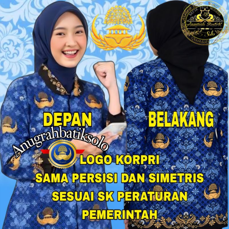 Seragam Korpri Wanita Resmi Sesuai SK PP berlapis furing kain PREMIUM GRADE A - foto 1 dari 10