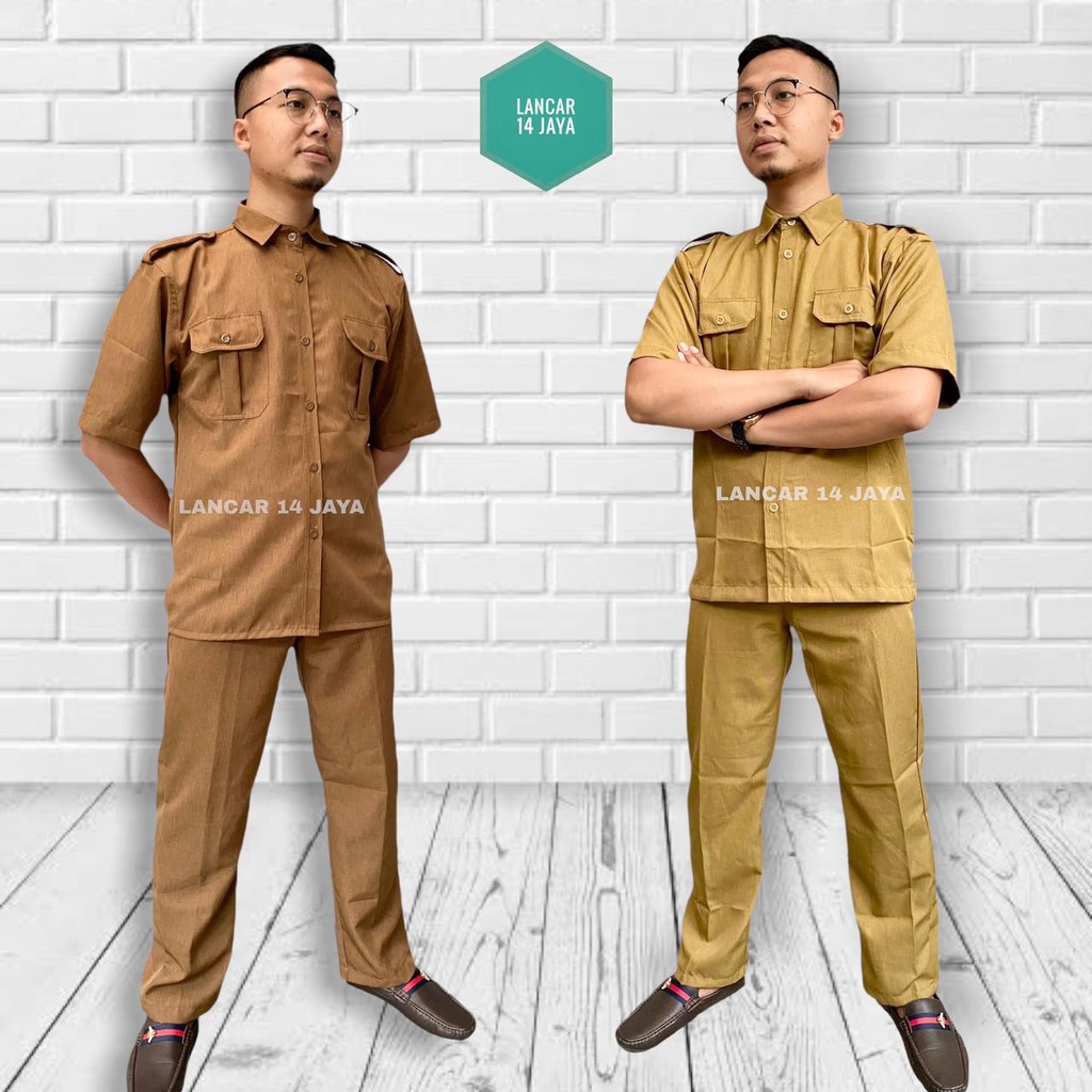 Seragam PNS Pria Khaki Setelan Baju Dinas Pemda - foto 1 dari 10