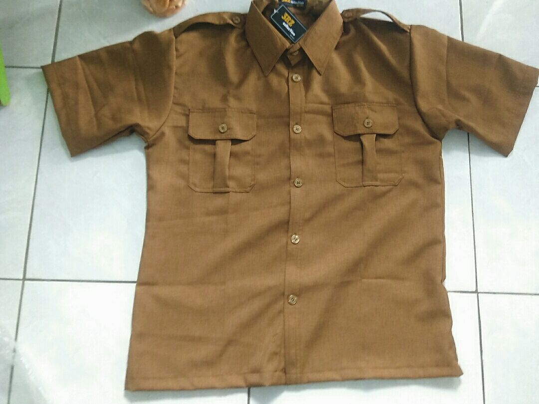 Seragam PNS Pria Pemda Coklat Khaki Setelan Dinas Lengan Pendek - Foto ulasan pembeli