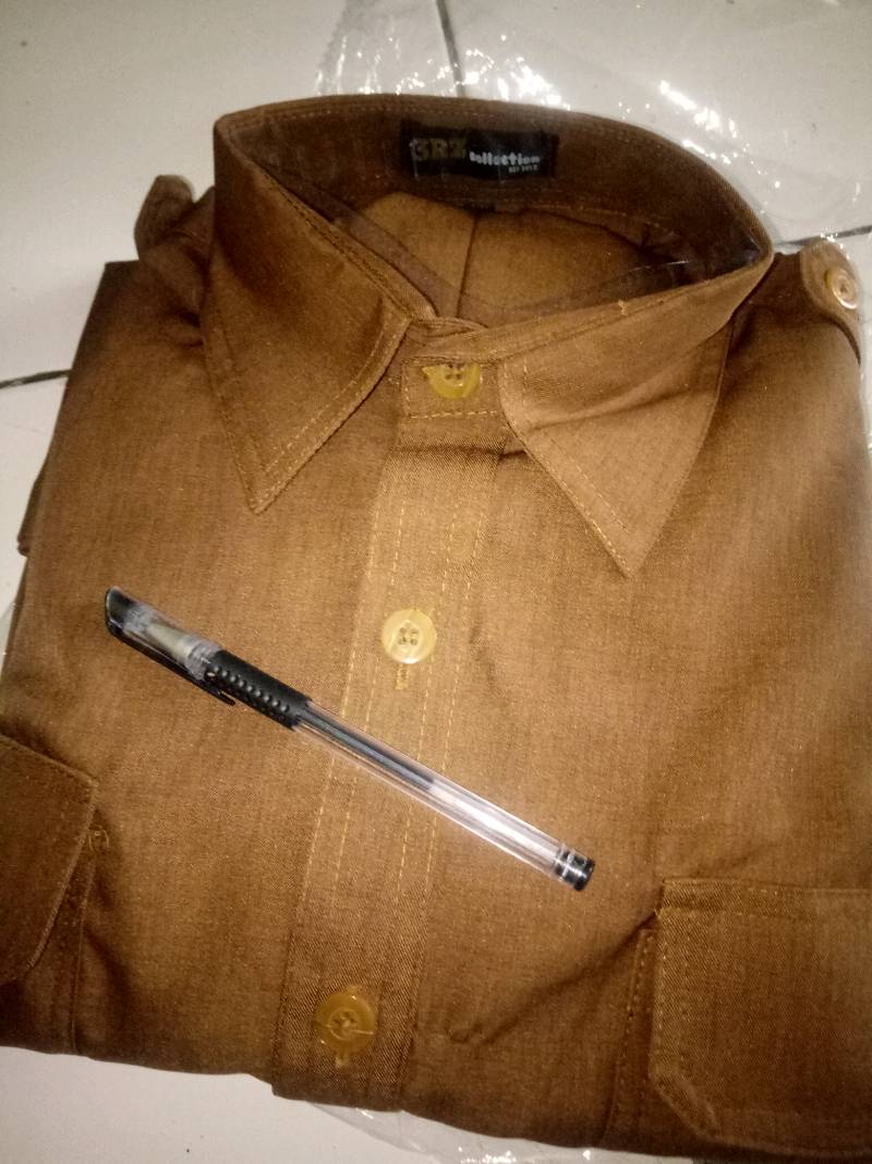 Seragam PNS Pria Pemda Coklat Khaki Setelan Dinas Lengan Pendek - Foto ulasan pembeli
