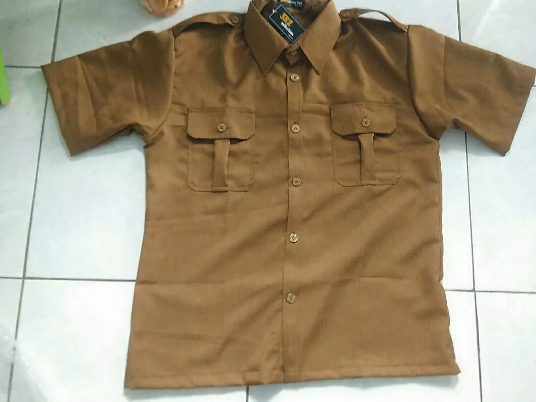 Seragam PNS Pria Pemda Coklat Khaki Setelan Dinas Lengan Pendek - Foto ulasan pembeli